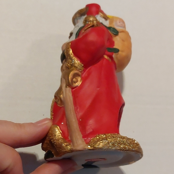 Santa Claus Holiday Ornament with Gold Accents - Picture 3 of 5